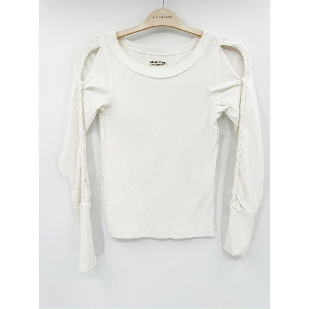 Free People We The Free Daisy Chain Cuff Knit White Long Sleeve Top Size XS - Picture 3 of 7